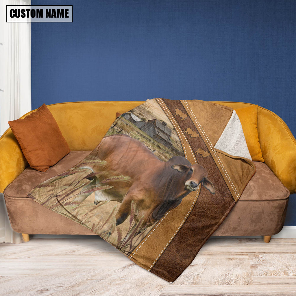 Personalized Name Red Brahman Blanket