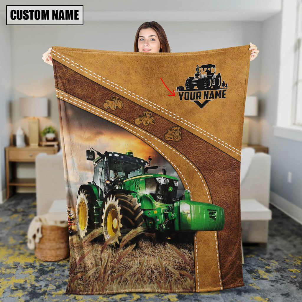Personalized Name Farm Tractor Blanket Collection