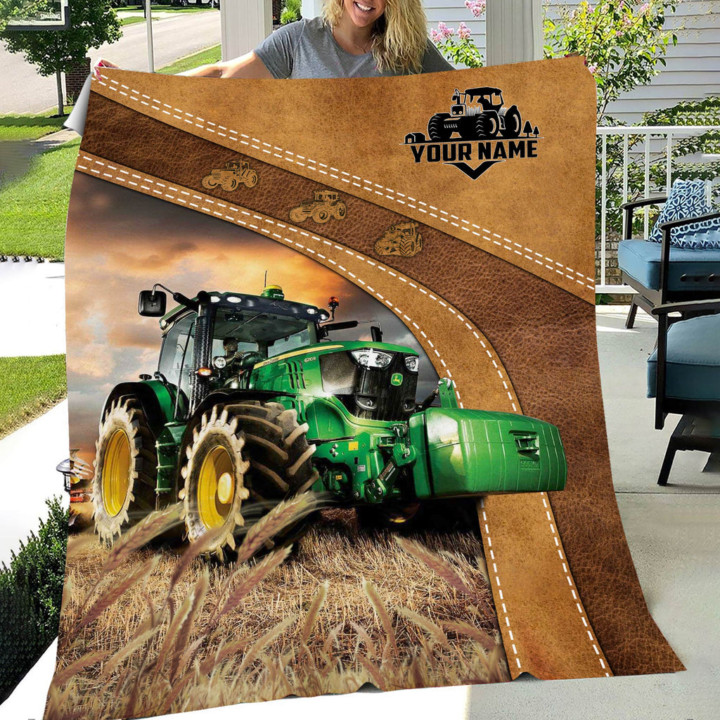 Personalized Name Farm Tractor Blanket Collection