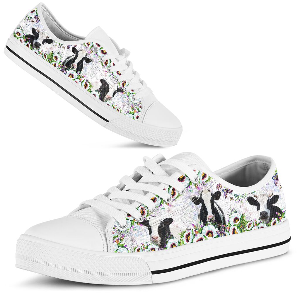 Cow Flower Low Top Shoes