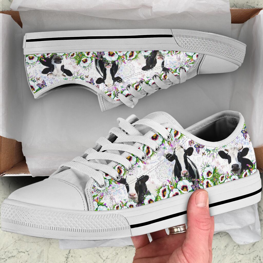 Cow Flower Low Top Shoes