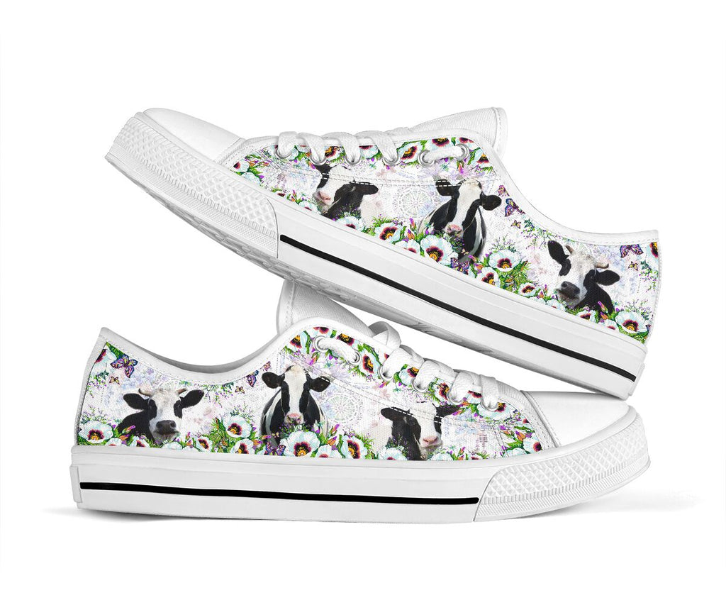 Cow Flower Low Top Shoes