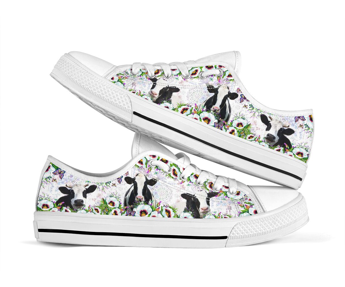 Cow Flower Low Top Shoes