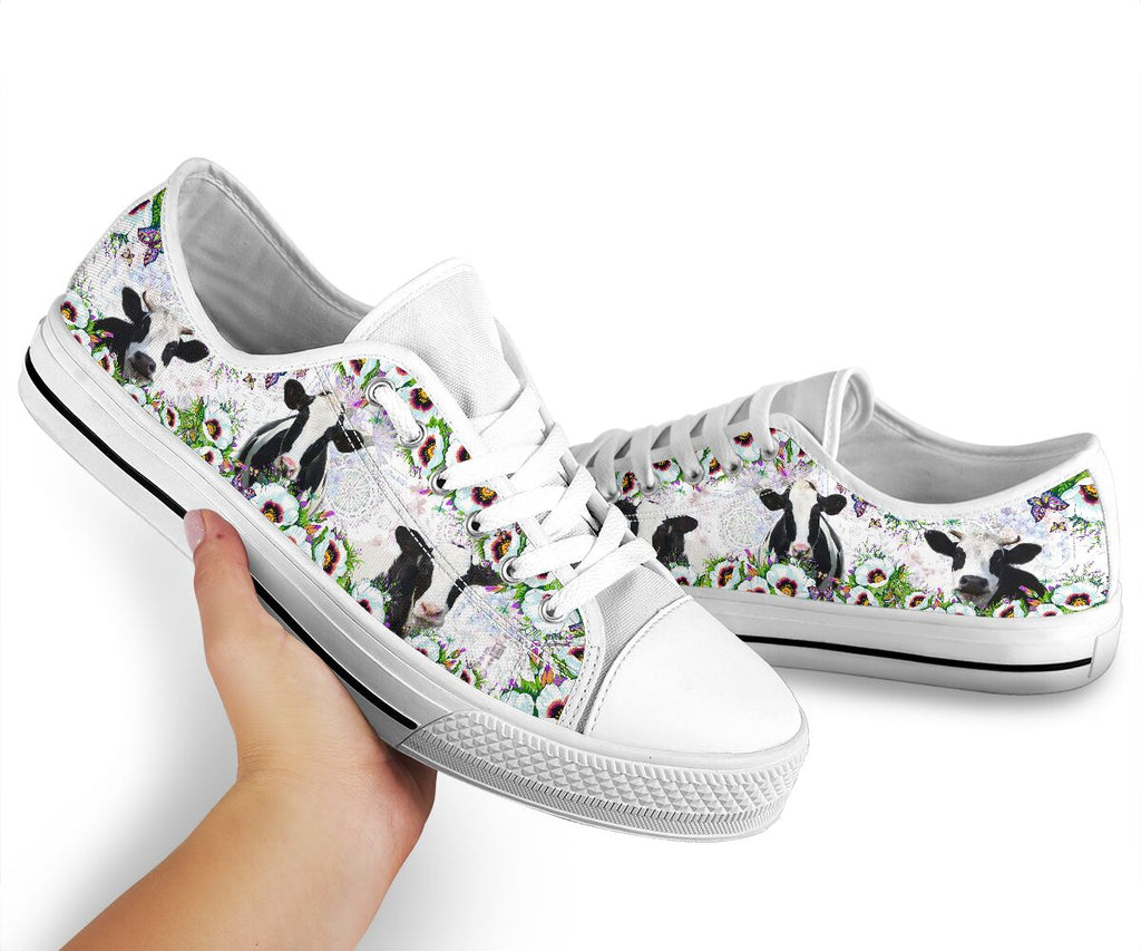 Cow Flower Low Top Shoes