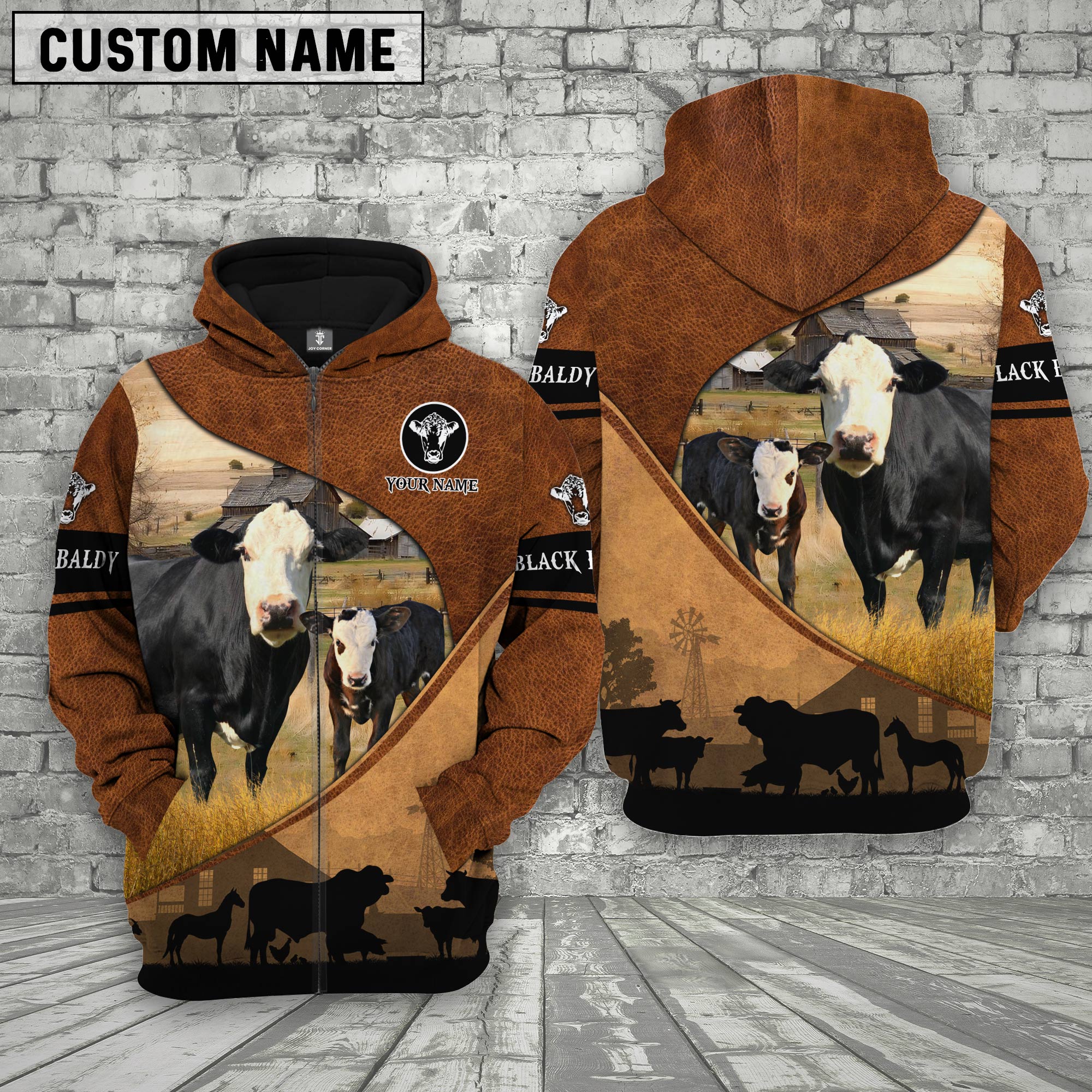 Black Baldy Farming Dark Brown Personalized 3D Hoodie