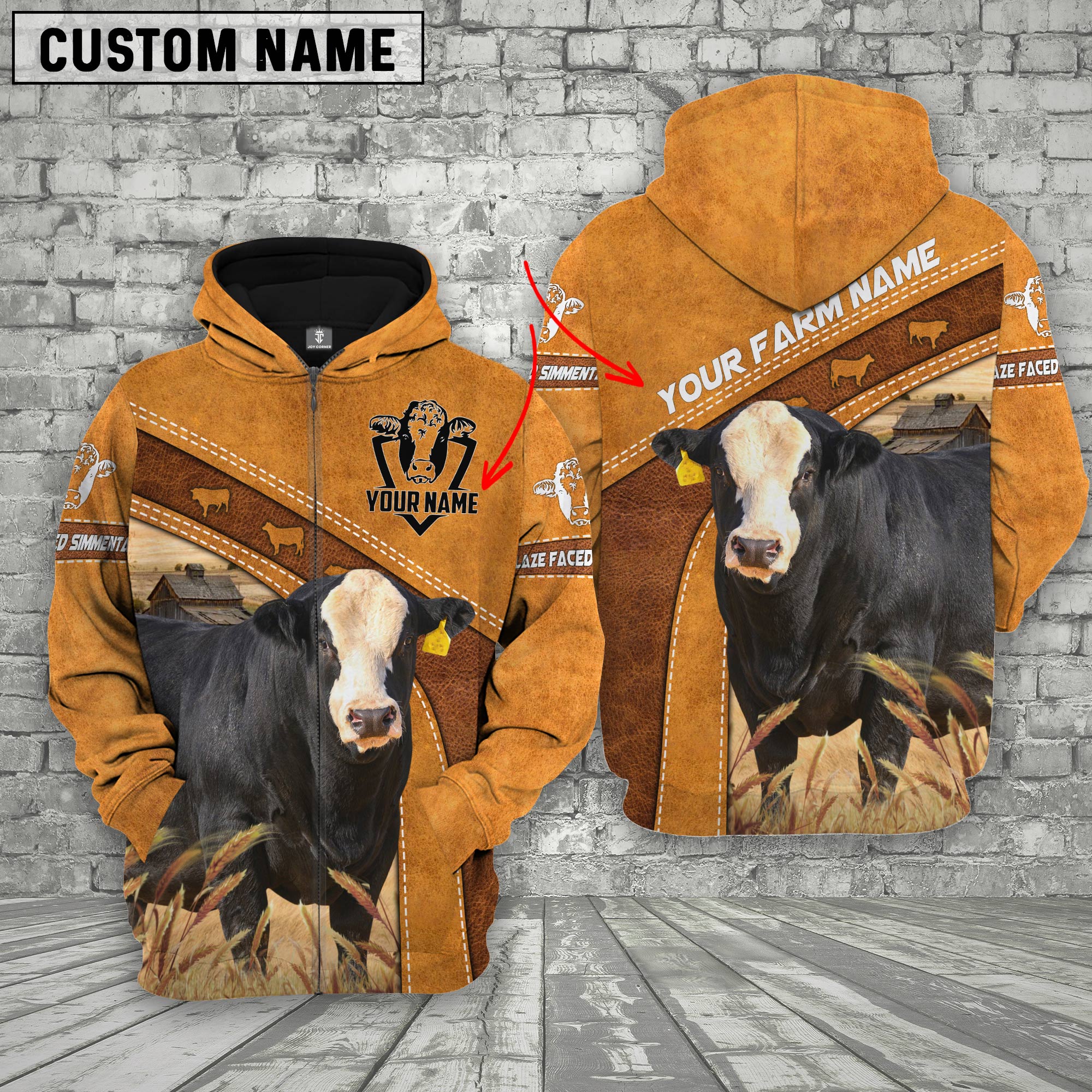 Blaze Faced Simmental Custom Name Retro Hoodie