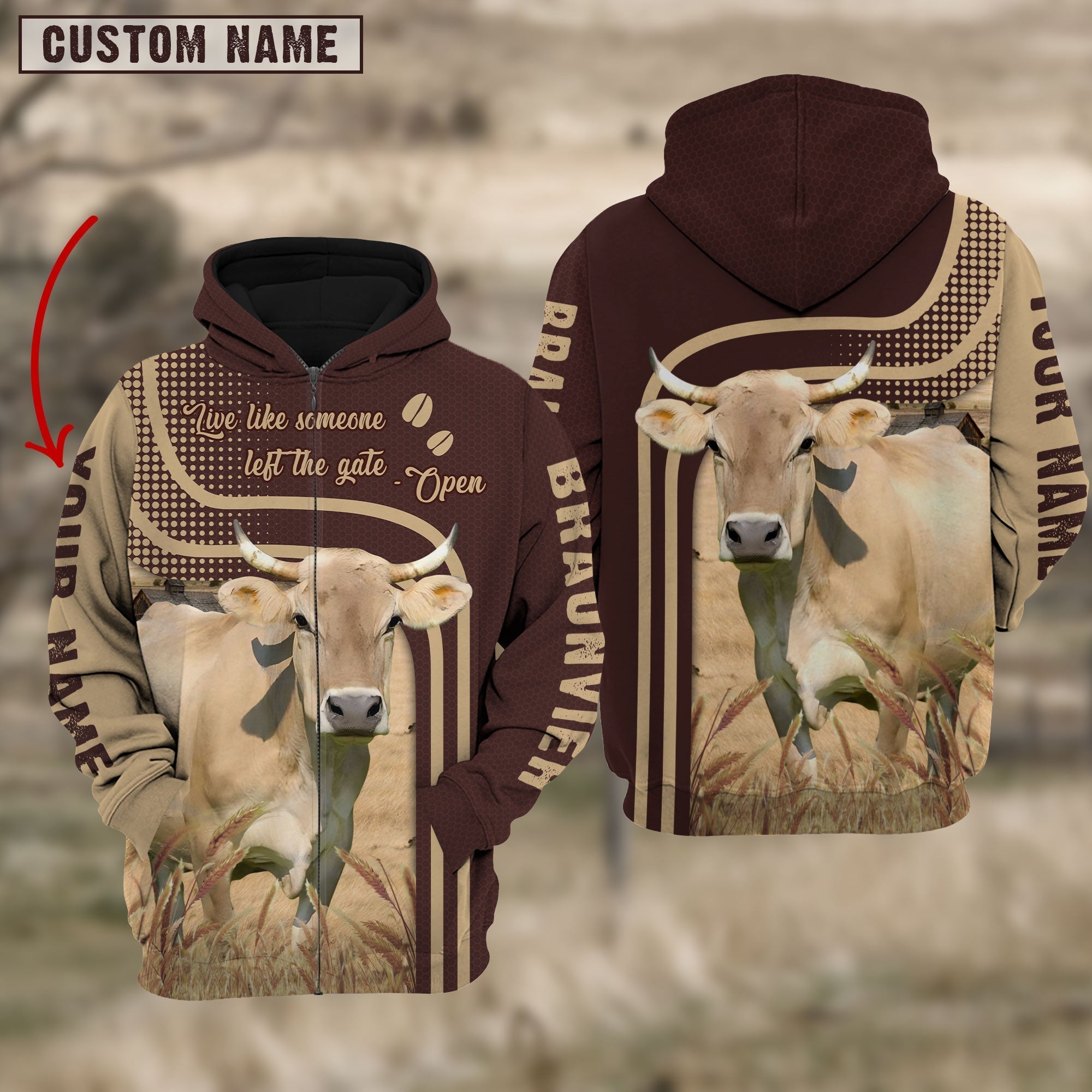 Personalized Name Braunvieh Cattle Hoodie TT9