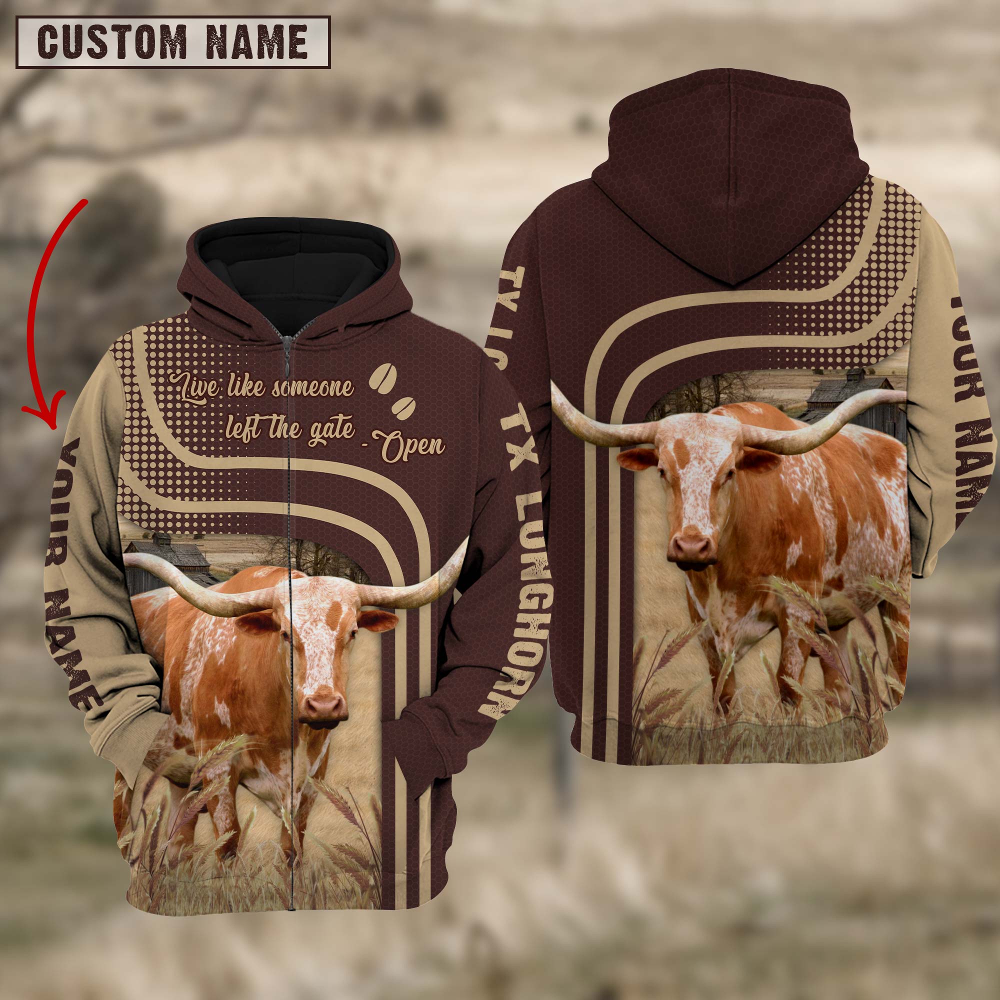 Personalized Name Texas Longhorn Cattle Hoodie TT5